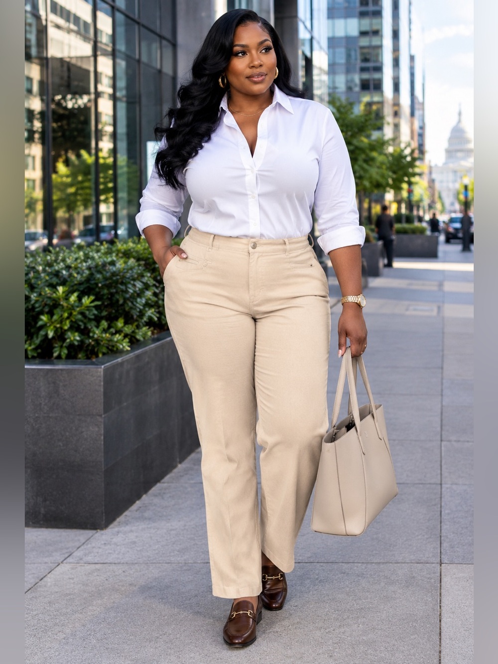 NWT Lauren Ralph Lauren Beige Chino Pants 18W Straight Leg Khaki Gold Zip Pocket